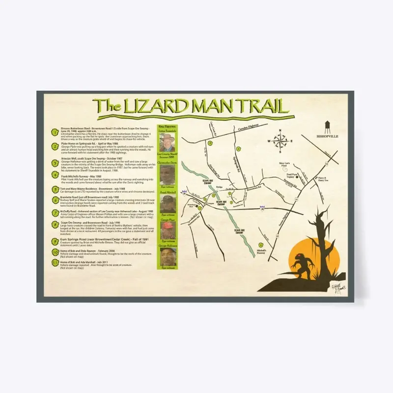 Lizard Man Trail Parchment Style Poster